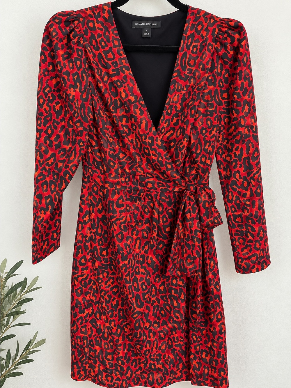 Banana Republic Red & Black Leopard print dress